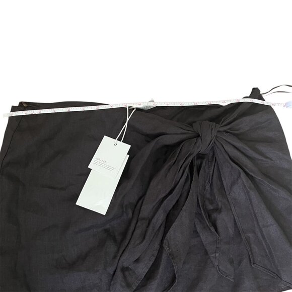 Zara 100% Linen Mini Skirt Brown- ZW Collection, Adjustable Knot, Size Large - Picture 10 of 10